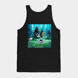 Cute mermaids and fantasy fish in the deep ocean Tank Top